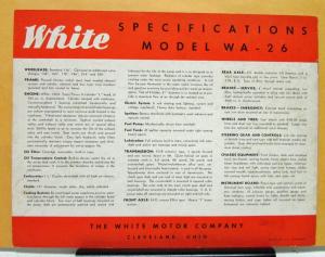 1941 White Truck Model WA 26 Sales Brochure & Specifications