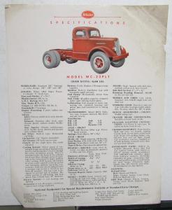 1949 White Truck Model WC 22PLT Sales Brochure & Specifications