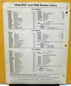 1959 Pontiac Color Paint Chips Leaflet Du Pont Bulletin #29 Original