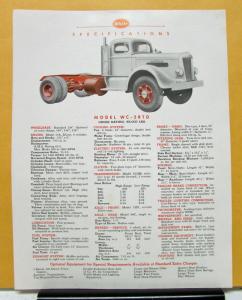 1950 White Truck Model WC 28TD Sales Brochure & Specifications