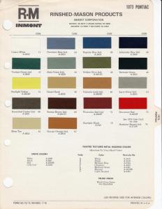 1973 Pontiac Color Paint Chips Leaflet R-M Full Line Original