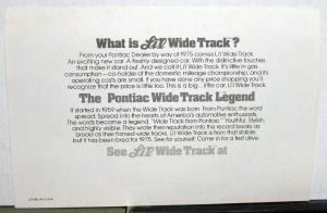 1975 Pontiac Dealer Sales Brochure Astre Li'l Wide Track Folder