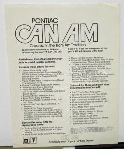1977 Pontiac Dealer Sales Brochure Data Sheet Can Am Le Mans T/A 6.6