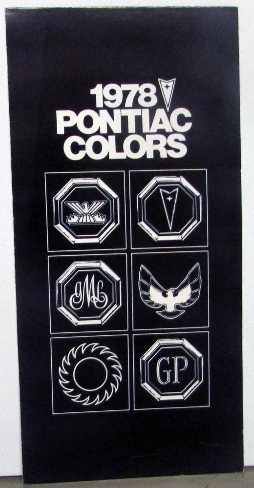 1978 Pontiac Dealer Sales Brochure Factory Color Selections Paint Chips