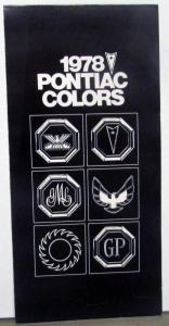 1978 Pontiac Dealer Sales Brochure Factory Color Selections Paint Chips
