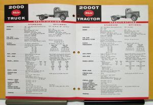 1958 White Truck Model 2000 & 2000T Sales Brochure and Specifications