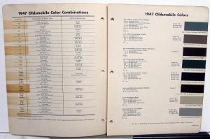 1947 Oldsmobile Dupont Color Paint Chips & Combinations Original Bulletin 14