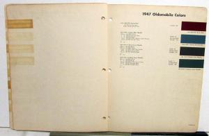 1947 Oldsmobile Dupont Color Paint Chips & Combinations Original Bulletin 14