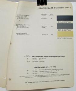 1950 Oldsmobile Dupont Color Paint Chips & Combinations Original Bulletin 17