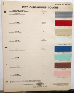 1957 Oldsmobile Exterior Color Paint Chips Leaflets Set DuPont Original