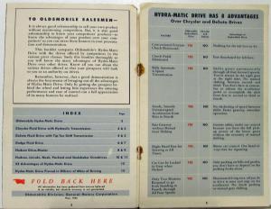 1946 Oldsmobile Hydramatic Comparison With Other Drives Sales Brochure Original