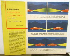 1952 Oldsmobile Autronic Eye Automatic Headlight Control Sales Folder Original