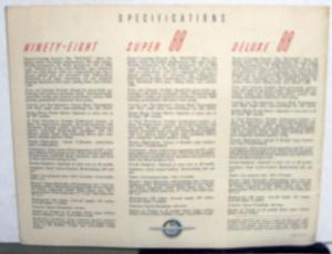 1953 Oldsmobile Rocket 98 88 Super & Deluxe Color Sales Brochure Original