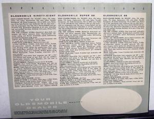 1954 Oldsmobile 98 Super 88 and 88 Sales Folder Original Green Tone