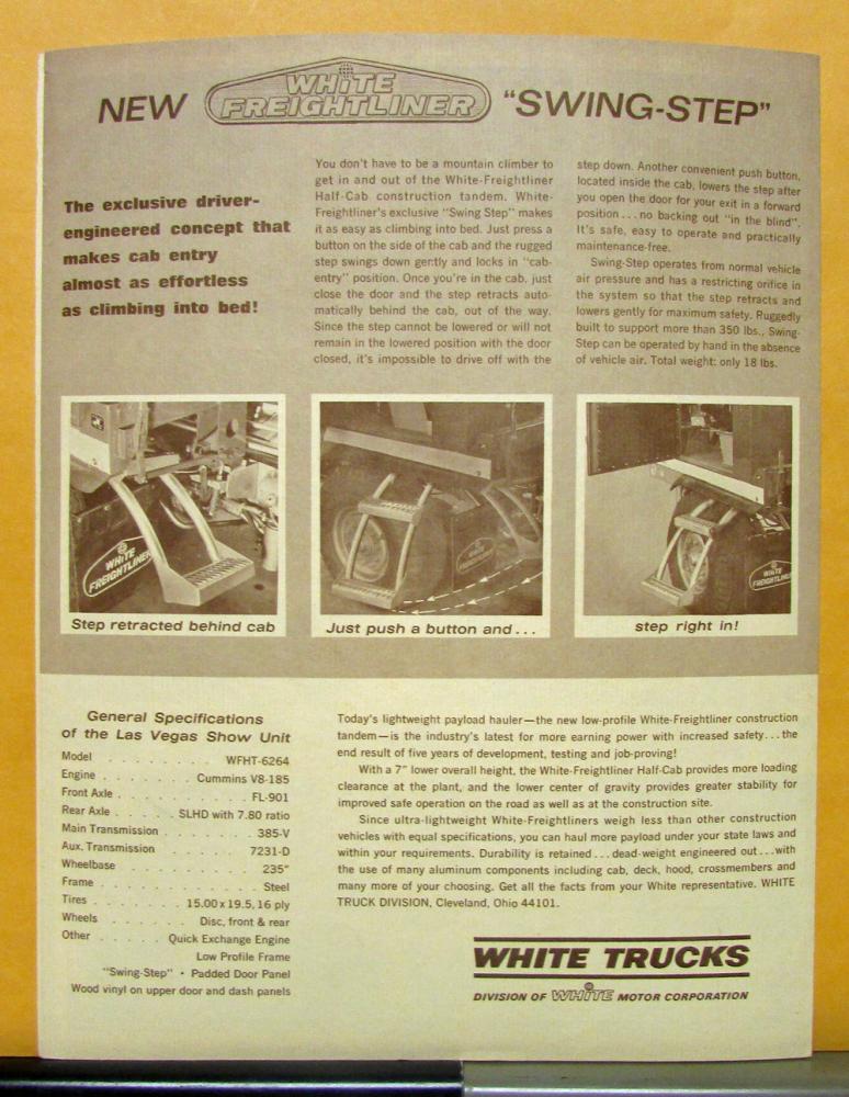 1969 White Freightliner Truck Quick Engine Exchange Sales Brochure