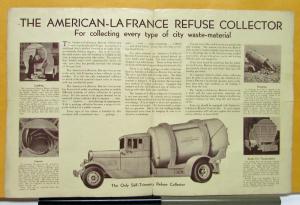 1931 American LaFrance Truck Model 5 13 Refuse Collector Brochure Specifications