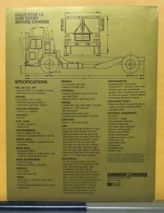 1985 1986 1988 1989 American LaFrance Truck Gold Star LE Brochure Specifications