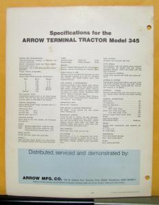 1960 1962 1965 1966 1968 1969 1970 Arrow Model 345 Brochure & Specifications