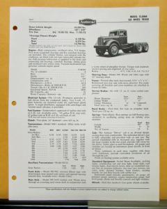 1954 1955 Autocar Truck Model CL 8464 Specification Sheet