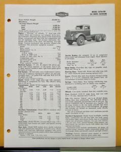1956 Autocar Truck Model C6764 OH Specification Sheet