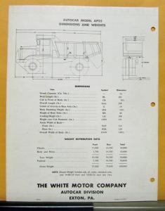 1957 Autocar Truck Model AP25 25 Ton 4x2 Specification Folder