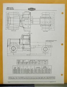 1958 Autocar Truck Model DC74T Specification Sheet