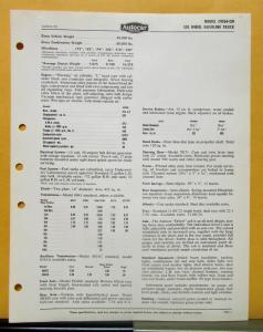 1958 Autocar Truck Model C9764 OH Specification Sheet