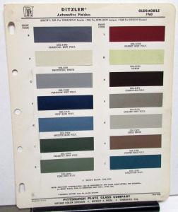 1960 Oldsmobile Color Paint Chips Leaflet Ditzler PPG