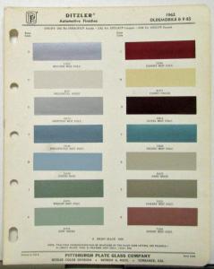 1962 Oldsmobile Colors Ditzler Pittsburgh Paint Chips Form 6208 Original
