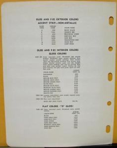 1964 Oldsmobile Colors Ditzler Pittsburgh Paint Chips Form 6408 Original