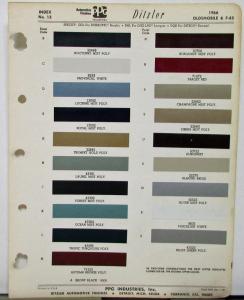 1966 Oldsmobile Colors Ditzler PPG Paint Chips Form 6608 Original