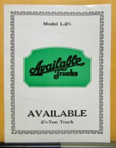 1925 Available Truck Model L 2 1/2 Sales Brochure & Specifications