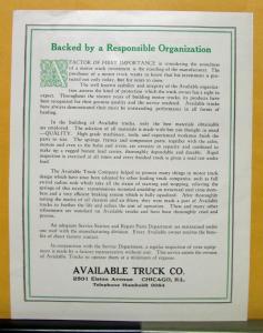 1925 Available Truck Model L 2 1/2 Sales Brochure & Specifications