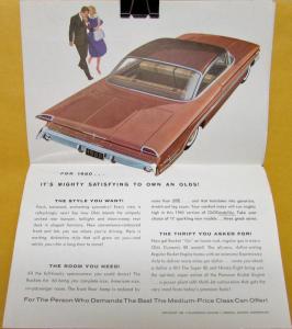 1960 Oldsmobile Series 88 Dynamic & Super & Ninety Eight 98 Sales Folder Orig