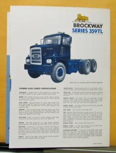 1970 Brockway Truck Model 359TL Tandem Axle Tractor Folder & Specifications
