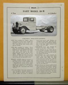 1935 Dart Truck Model 80 W Specification Sheet