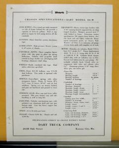 1935 Dart Truck Model 80 W Specification Sheet