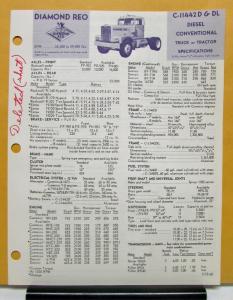 1968 Diamond REO Truck Model C 11442D & DL Specifications Brochure