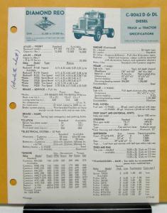 1968 Diamond REO Truck Model C 9042D & DL Specifications Brochure