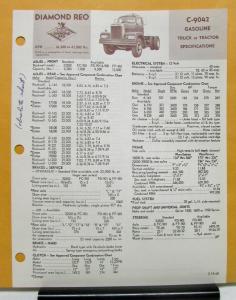 1968 Diamond REO Truck Model C 9042 Specifications Brochure
