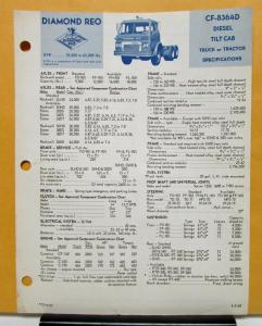 1968 Diamond REO Truck Model CF-8364D Specifications Brochure