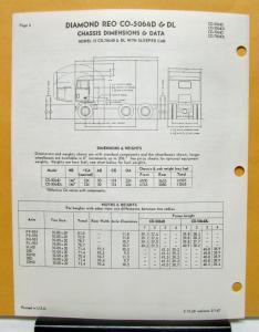 1968 Diamond REO Truck Model CO-5064D & DL Tilt COE Specifications Brochure