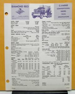 1969 Diamond REO Truck Model C-11486D Specifications Brochure