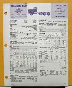 1969 Diamond REO Truck Model C 11486D OH Specifications Brochure