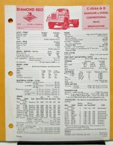 1969 Diamond REO Truck Model C 10144 & D Specification Sheet