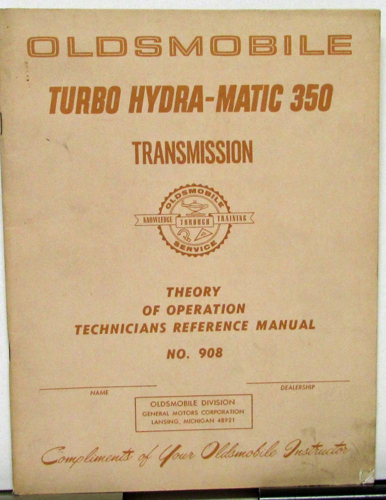 1969 Oldsmobile Turbo Hydramatic 350 Transmission Trng Manual Original
