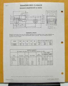 1974 Diamond REO Truck Model C-11642D Specifications Brochure