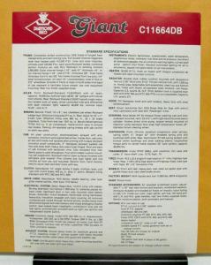 1981 Diamond REO Giant Truck Model C11664DB Specification Sheet
