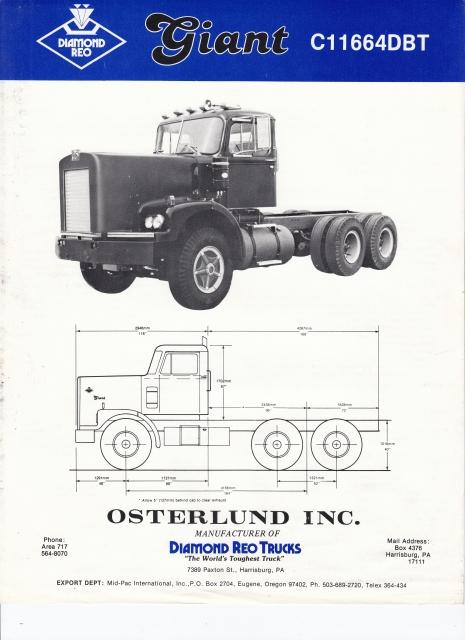 1981 Diamond REO Giant Truck Model C11664DBT Specification Sheet