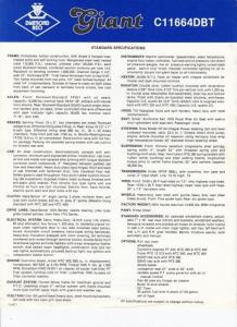 1981 Diamond REO Giant Truck Model C11664DBT Specification Sheet